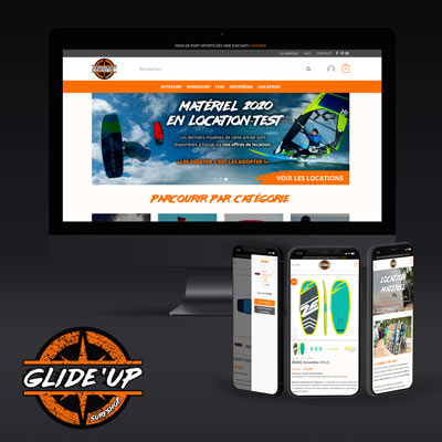 GLIDE'UP Surfshop - Identité visuelle + Site internet e-commerce